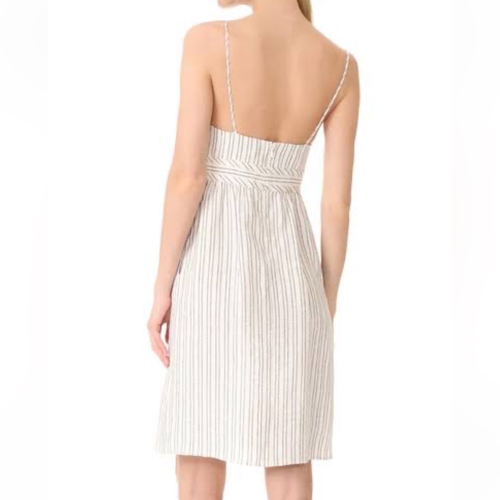 Theory Mini Malaena B 100% linen ticking stripe corset top dress w/ pockets 10 - Picture 5 of 12